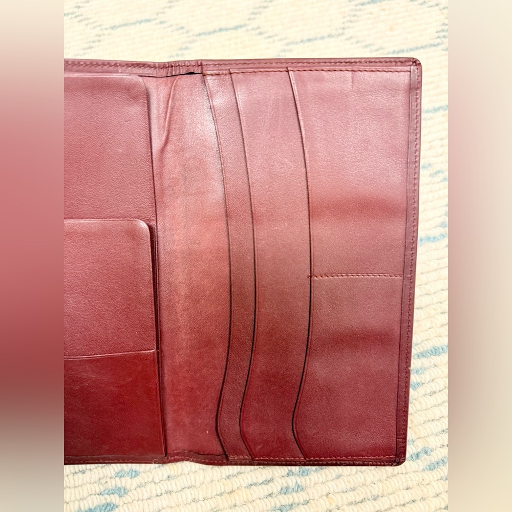 CARTIER Vintage Unisex Must de Cartier Bordeaux Calfskin Long Slim Wallet W Gold - Picture 11 of 16